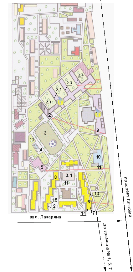 План-схема університетського містечка ДНУЗТ